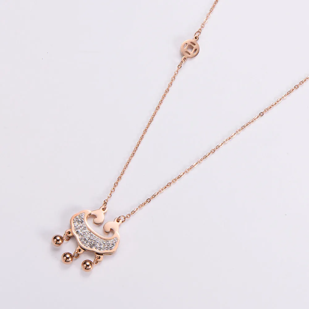 Natural Women Metal Crown Stainless Steel Gold Plating Pendants