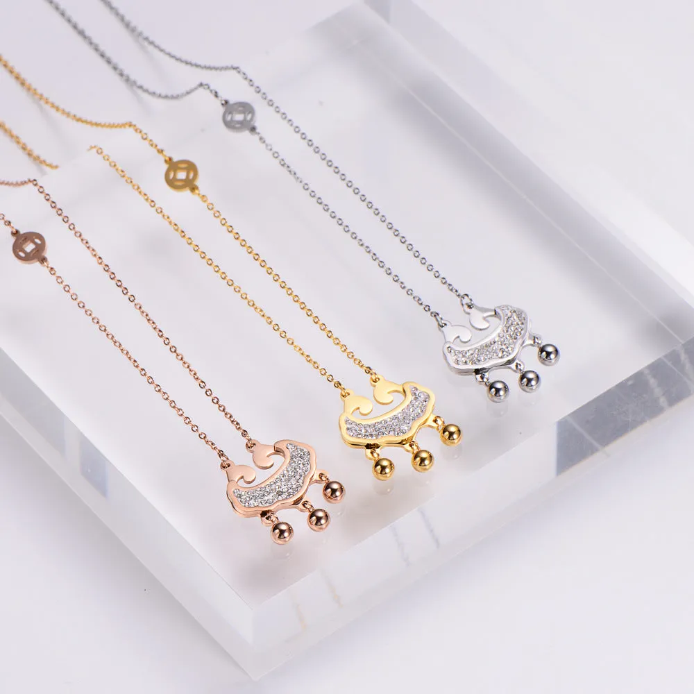 Natural Women Metal Crown Stainless Steel Gold Plating Pendants