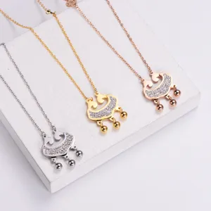 Natural Women Metal Crown Stainless Steel Gold Plating Pendants