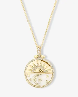 New Beginnings Medallion Necklace - Gold|White Diamondettes