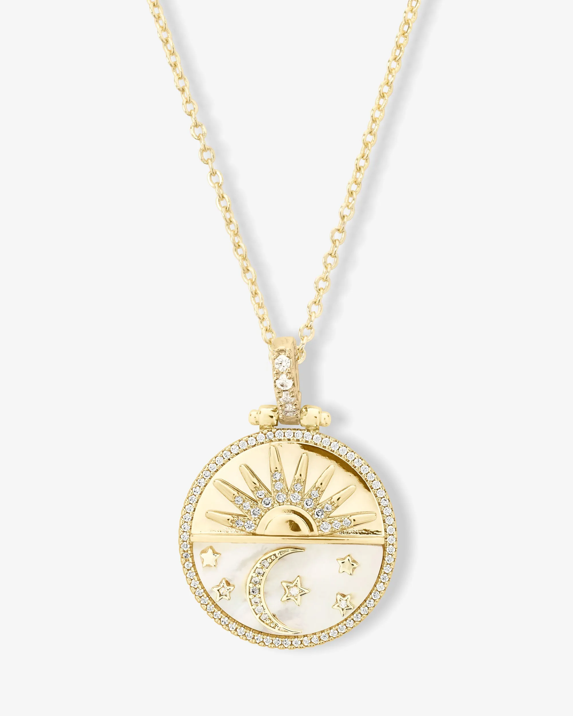 New Beginnings Medallion Necklace - Gold|White Diamondettes