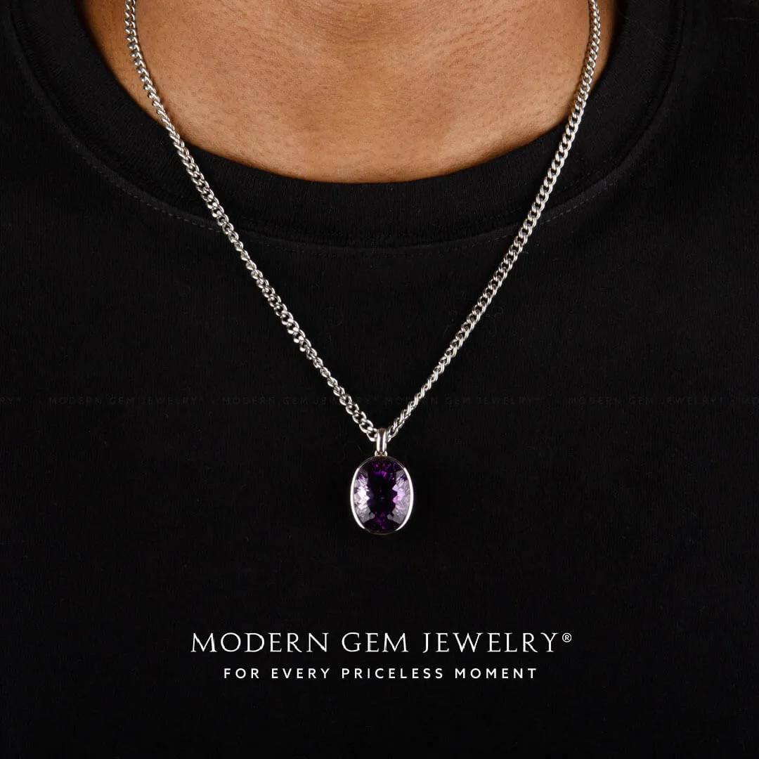 Occulus Regis Bezel Set Amethyst Necklace