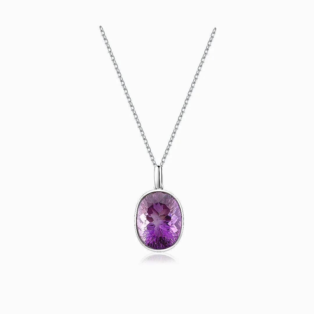 Occulus Regis Bezel Set Amethyst Necklace