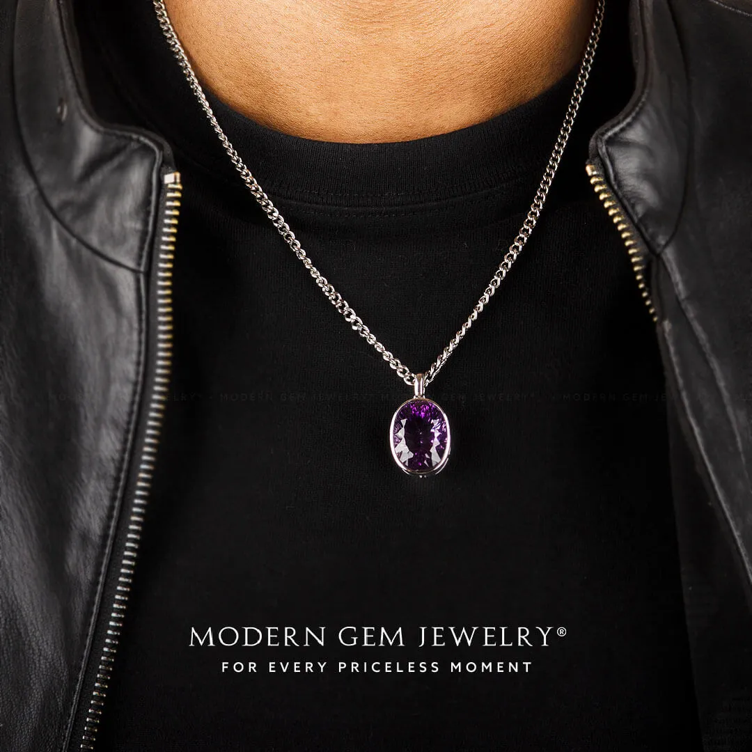 Occulus Regis Bezel Set Amethyst Necklace