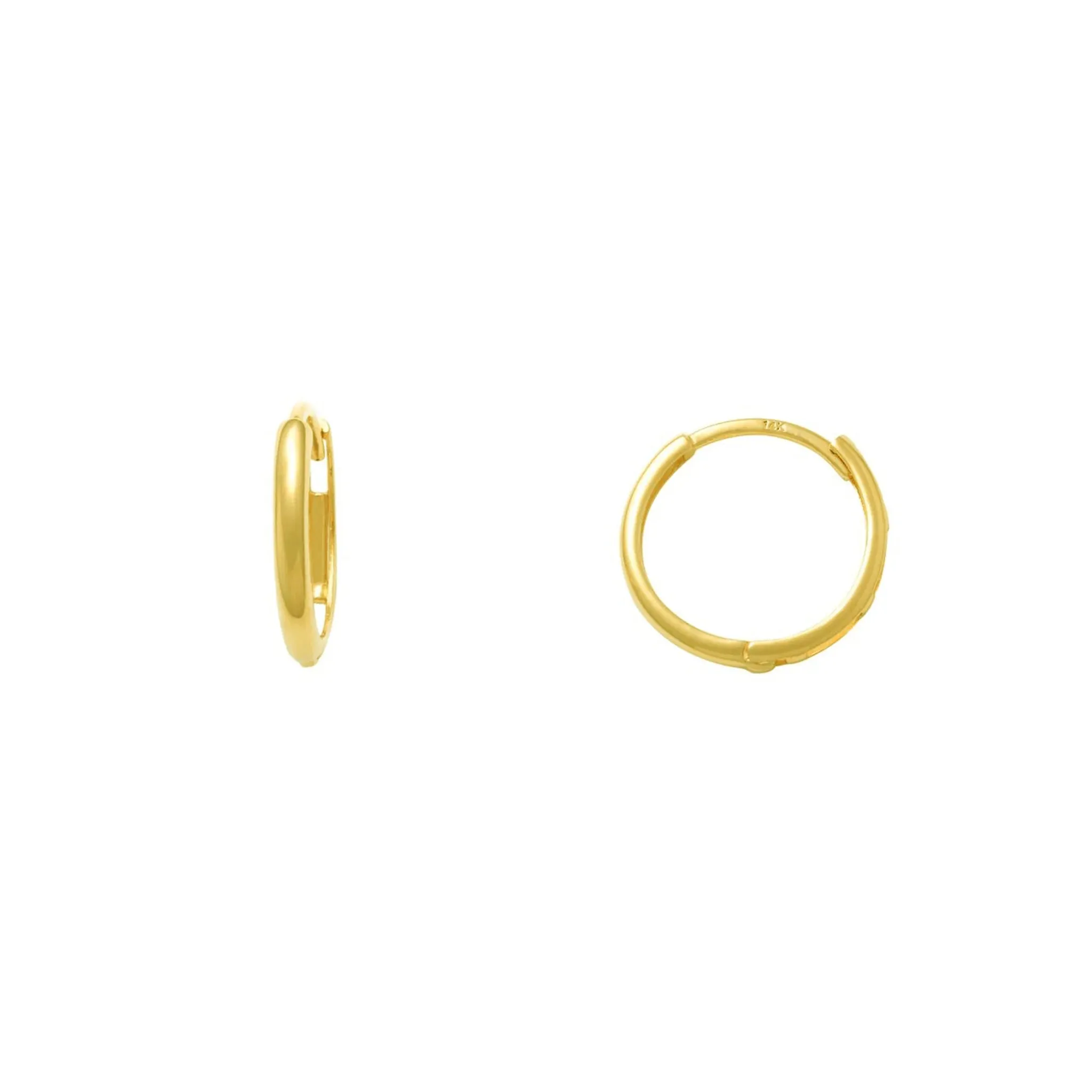 Open-Back Plain Bold Huggie Earrings (14K)