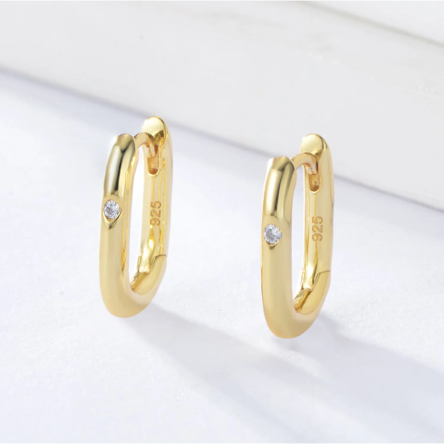 Oval U-shaped Silver Studs Earrings for Women