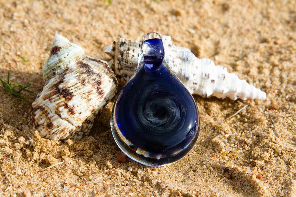 Pacific Coral Reef Glass Pendant with Infused Cremation Ash