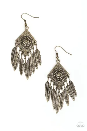 Paparazzi Earring ~ Western Rattler - Brass