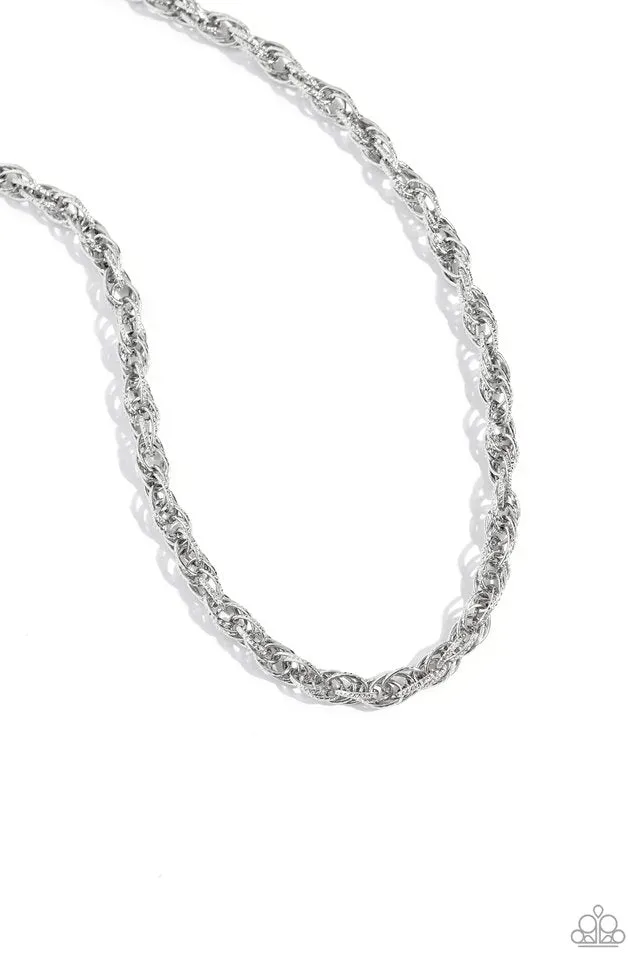 Paparazzi Necklace ~ Braided Ballad - Silver