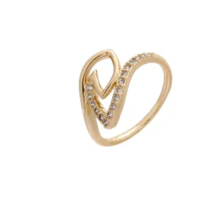 Paved plain design 14K Gold rings