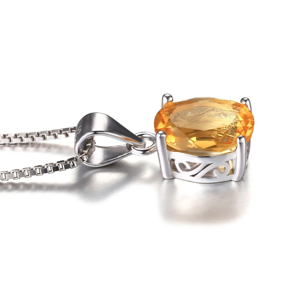 Pendant JewelryPalace Oval 1.7ct Natural Citrine Birthstone Solitaire 925 Sterling Silver Without a Chain