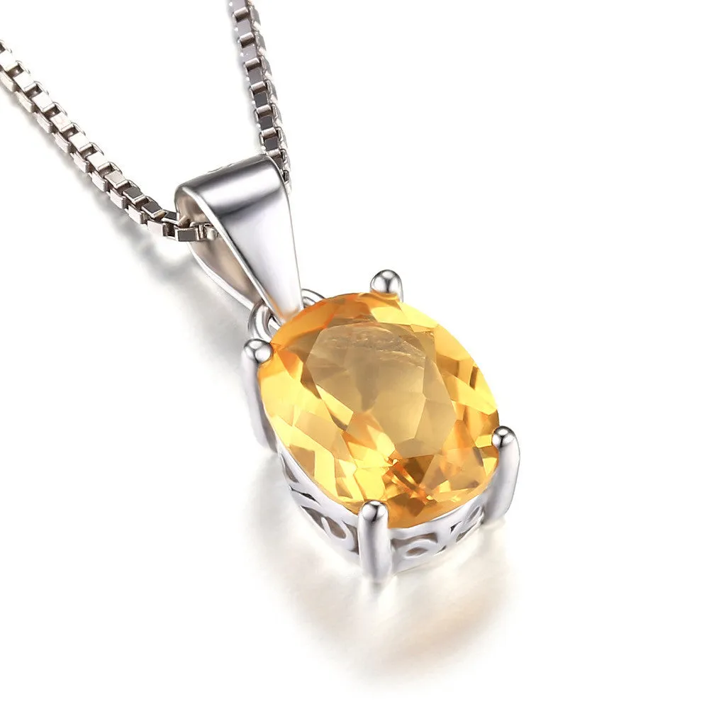 Pendant JewelryPalace Oval 1.7ct Natural Citrine Birthstone Solitaire 925 Sterling Silver Without a Chain