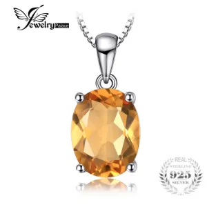 Pendant JewelryPalace Oval 1.7ct Natural Citrine Birthstone Solitaire 925 Sterling Silver Without a Chain