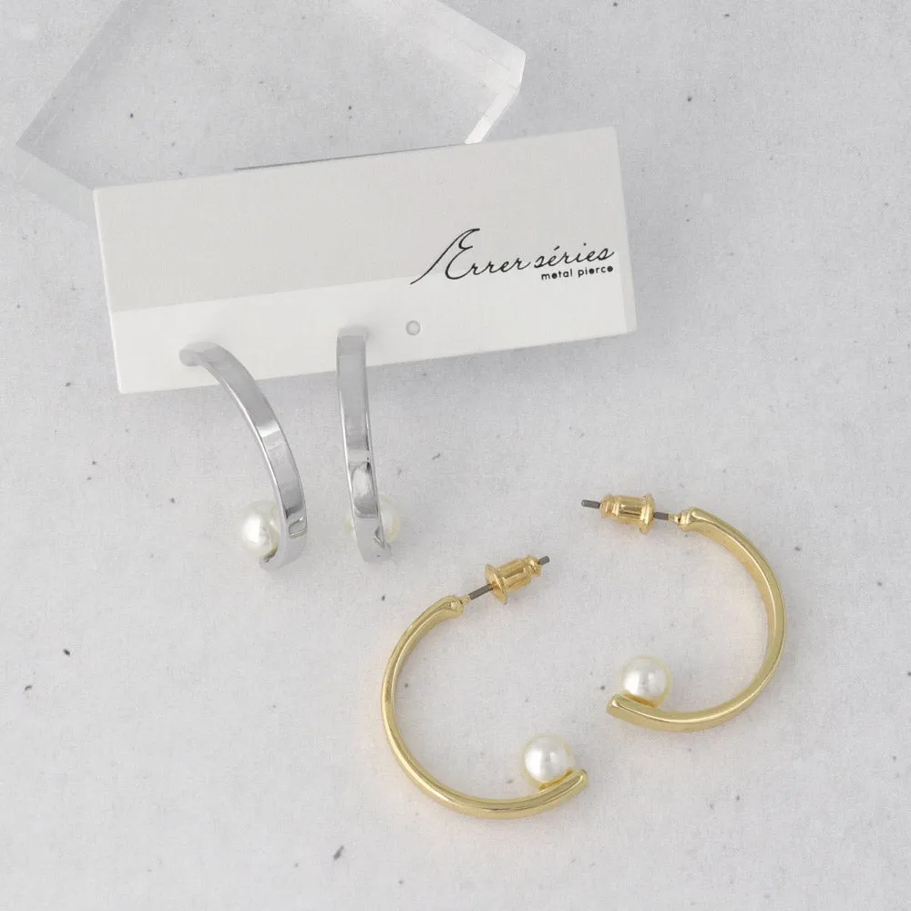 Polished C Pearl Earrings