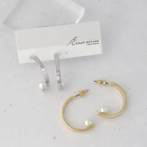 Polished C Pearl Earrings