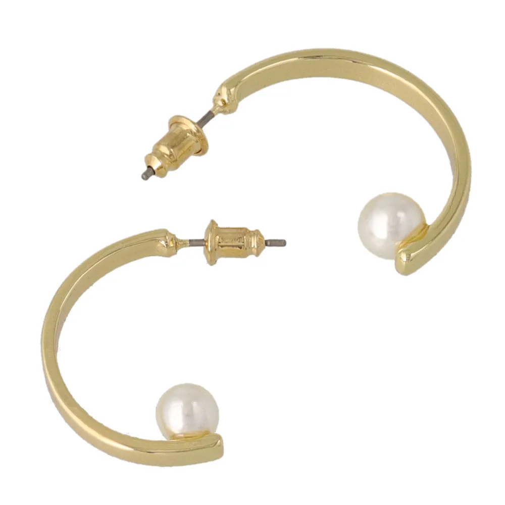 Polished C Pearl Earrings