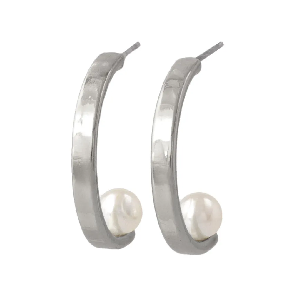 Polished C Pearl Earrings