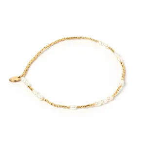 Poppy Pearl & Glass Beaded Anklet - Gold