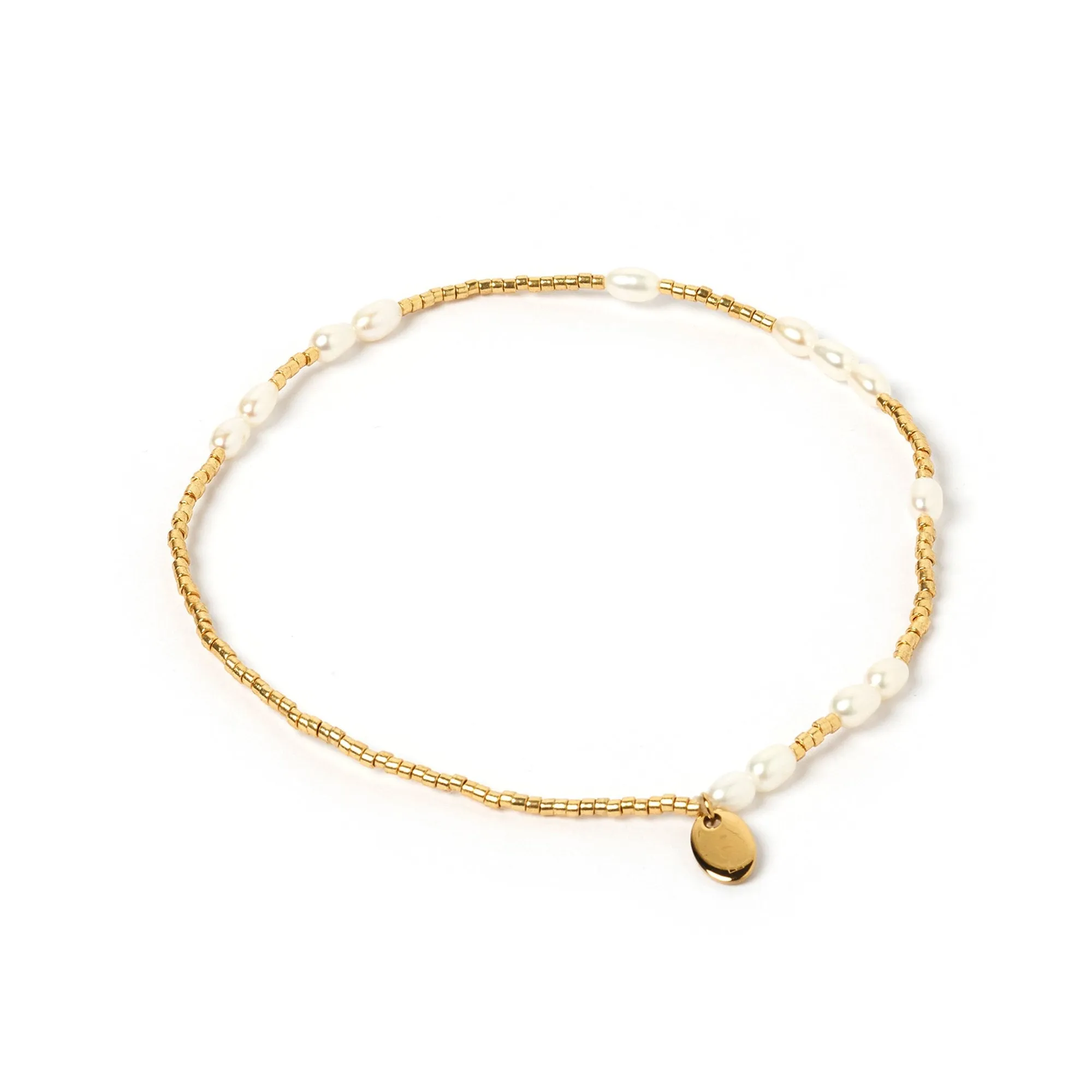 Poppy Pearl & Glass Beaded Anklet - Gold