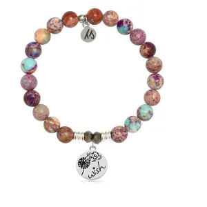 Purple Jasper Stone Bracelet with Wish Sterling Silver Charm