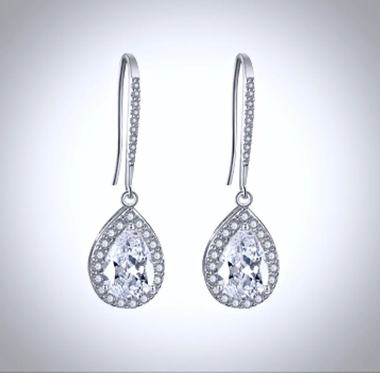 "Stacia" - Cubic Zirconia Bridal Drop Earrings - Available in Silver and Rose Gold