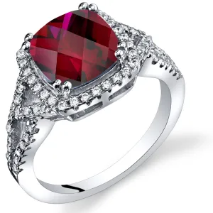 Ruby Cushion Cut Sterling Silver Ring Size 5