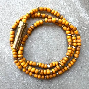 Rustic Orange Shine Wrap Bracelet / Wish Necklace