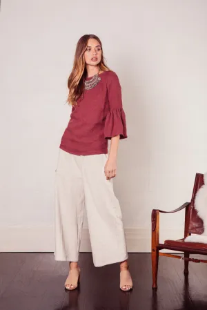 Sacred Linen Top in Wine