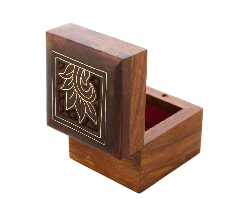 ShalinIndia Wooden Box for Jewelry Handmade Indian - Perfect for Rings,2X2X2 Inch,wc_ring_box_2