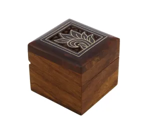 ShalinIndia Wooden Box for Jewelry Handmade Indian - Perfect for Rings,2X2X2 Inch,wc_ring_box_2