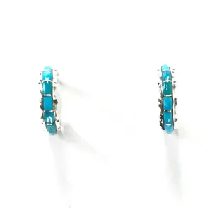 Sheldon Lalio Turquoise Inlay Half Hoop Earrings