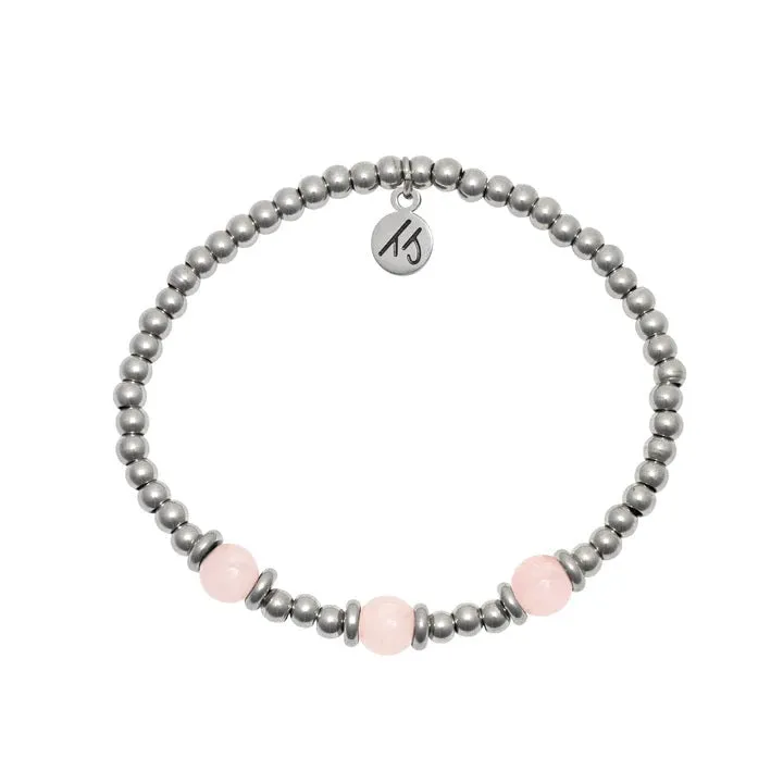 Silver Affirmations Collection- Love Yourself Rose Quartz Bracelet