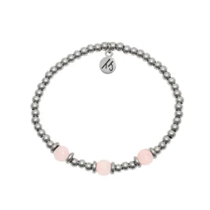 Silver Affirmations Collection- Love Yourself Rose Quartz Bracelet