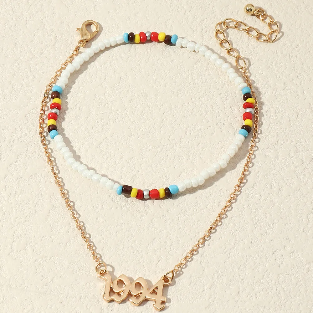 Simple Candy Color Rice Bead Anklet