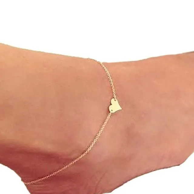 Simple Heart Ankle Bracelet