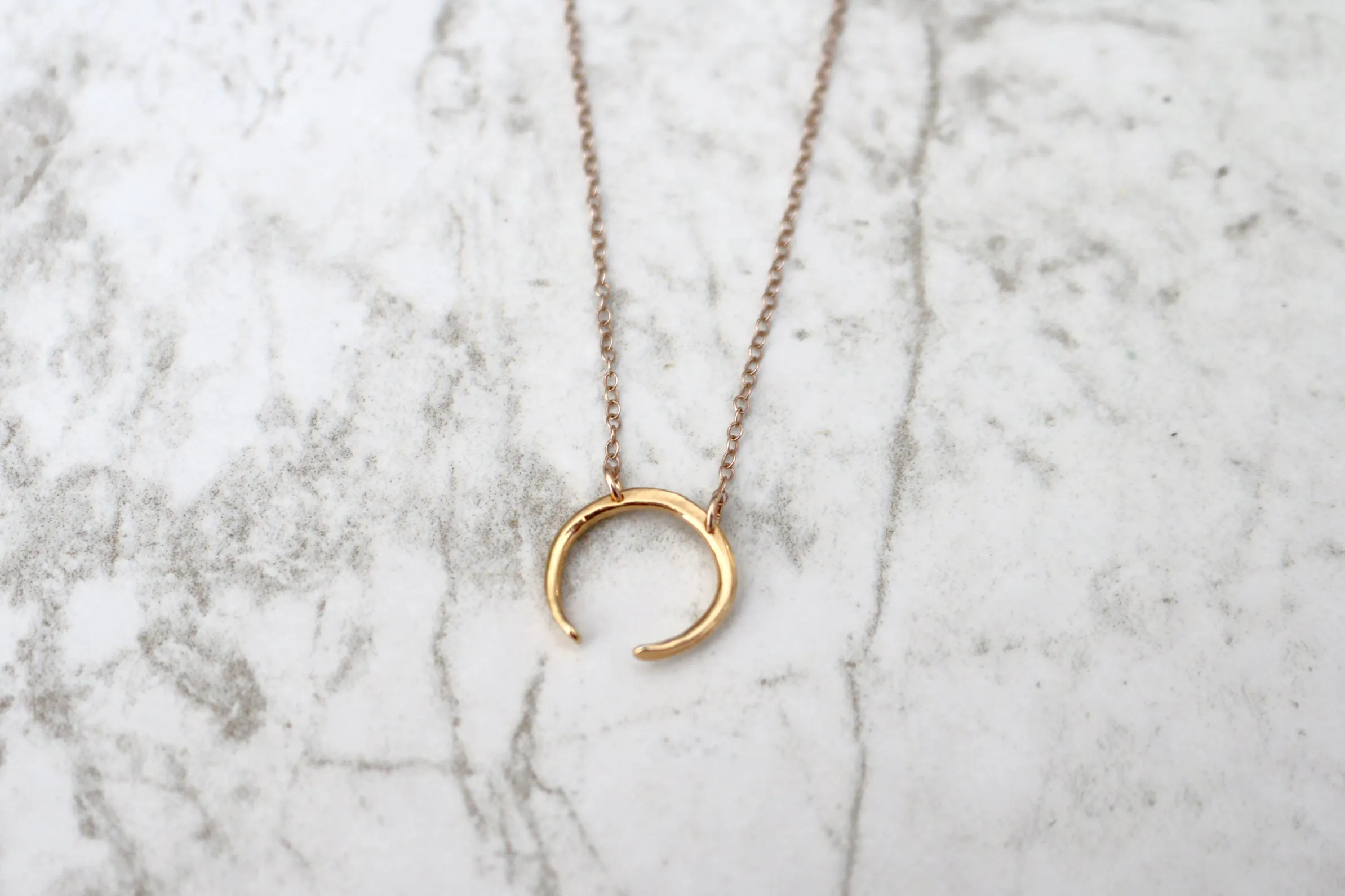 Slice of Life // Crescent Necklace, Double Hung, Rose Gold, Gold, Silver // BH-N012