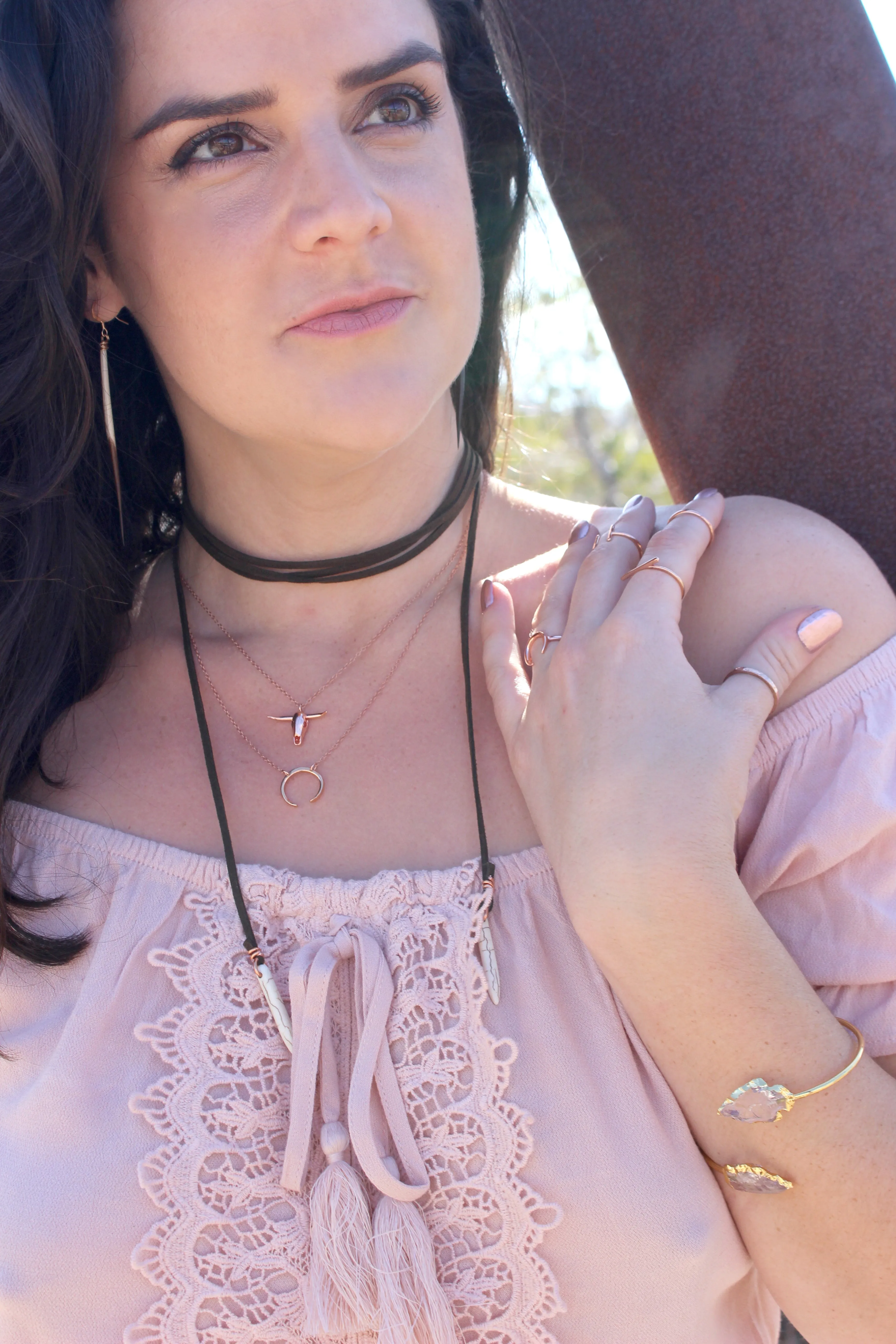 Slice of Life // Crescent Necklace, Double Hung, Rose Gold, Gold, Silver // BH-N012