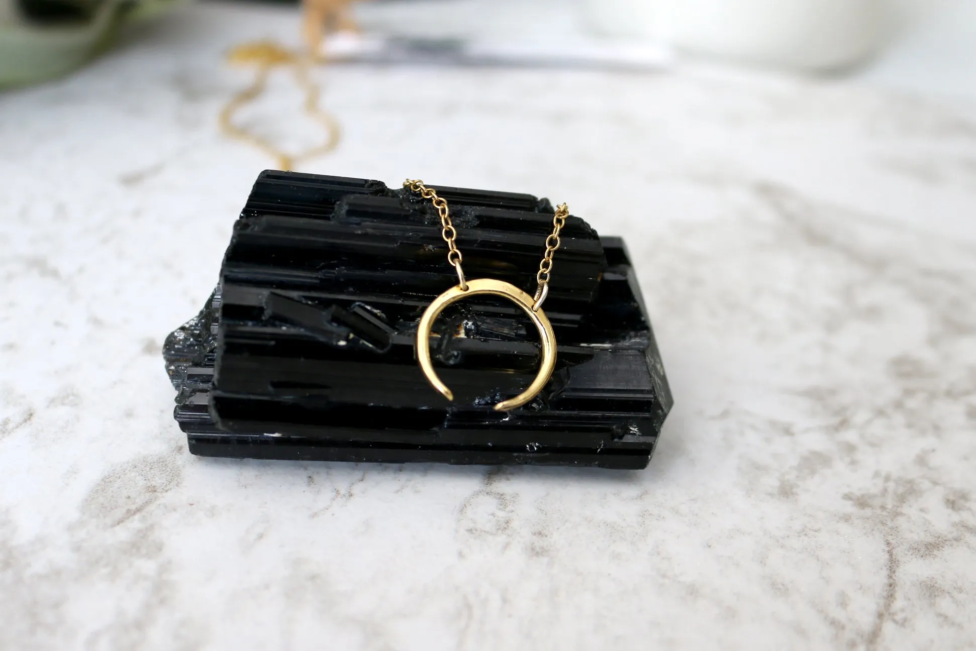 Slice of Life // Crescent Necklace, Double Hung, Rose Gold, Gold, Silver // BH-N012