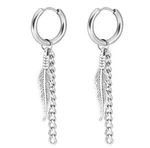 Stainless Steel  Chain Dangled Hoop Earrings