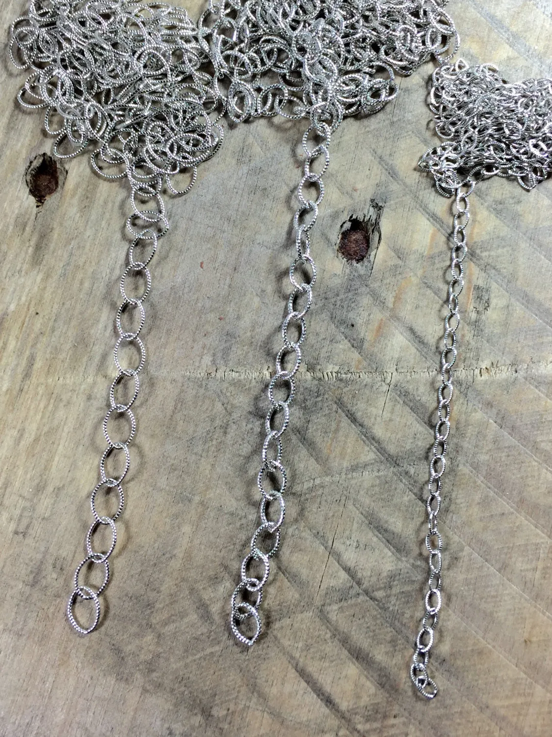 sterling chain, Oxidized stamped Oval link,  variety chain pack, USA MADE, cable southwest chain, 36 inch each.