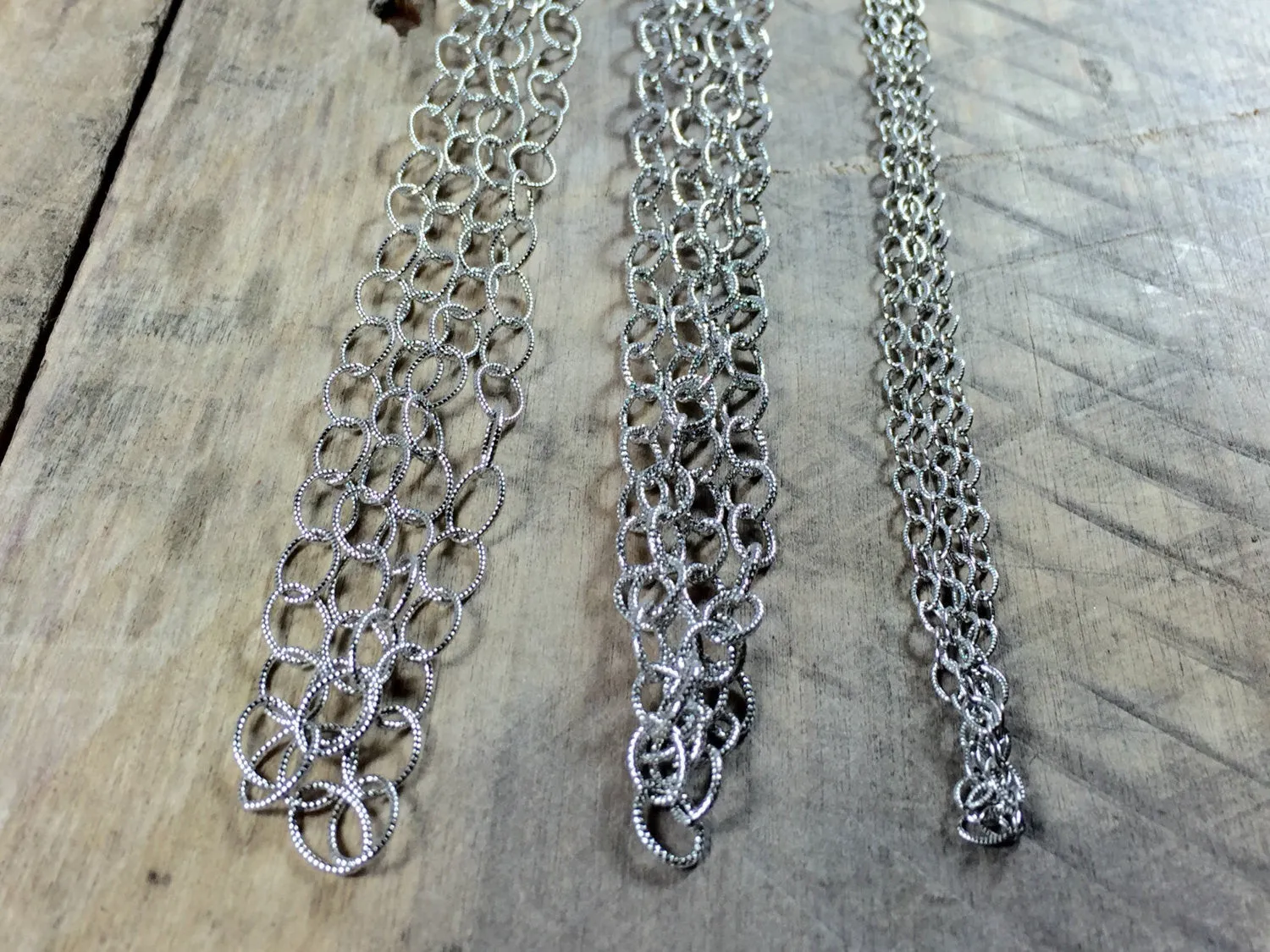 sterling chain, Oxidized stamped Oval link,  variety chain pack, USA MADE, cable southwest chain, 36 inch each.