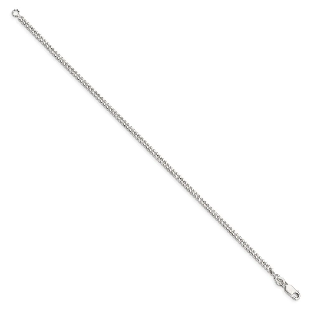 Sterling Silver 9-inch 3MM Lobster Clasp Curb Anklet