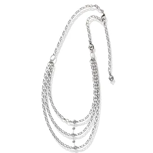 Sterling Silver White Sapphire Layered Bib Necklace