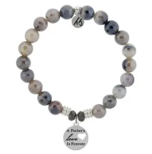 Storm Agate Stone Bracelet with Fathers Love Sterling Silver Charm