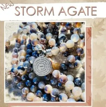 Storm Agate Stone Bracelet with Fathers Love Sterling Silver Charm