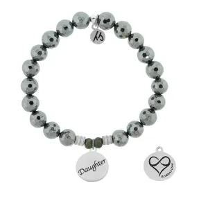 Terahertz Stone Bracelet with Daughter Sterling Silver Charm