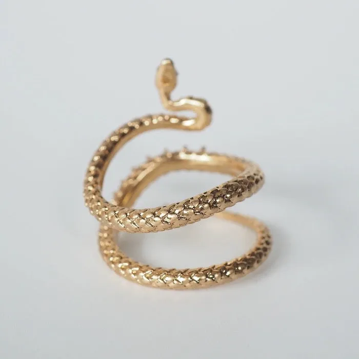 Vintage Style Sparkling Snake Ring - Size 7