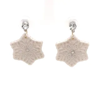 White & Silver Dangle Earrings With Holiday Detail Medium