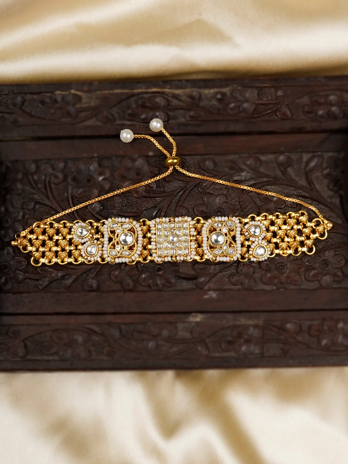 White Color Gold Plated Mishr Bracelet - MR-BRAC150