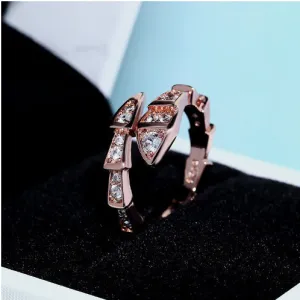 White Diamond Serpentine Viper Rose Gold Rings JLTR0392